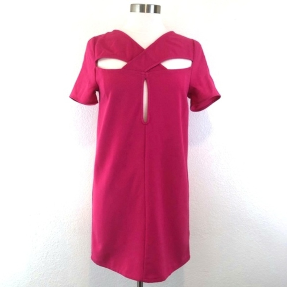 Pink Short Sleeve Shift Dress